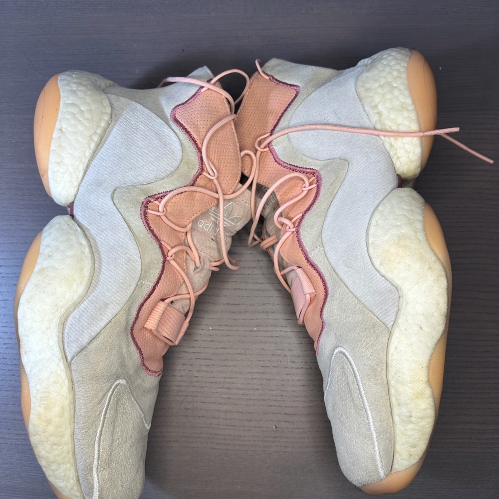 adidas Suede & Mesh High-Top Sneakers in Beige and Peach